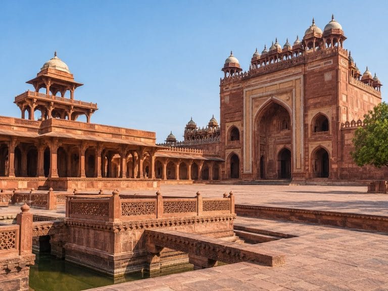 Agra Monuments & Attractions Historic Fatehpur Sikri near Agra with Mughal courtyard and monumental gateway