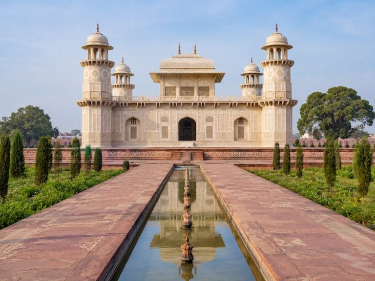 Agra Monuments & Attractions Itmad-ud-Daulah Tomb in Agra with white marble Mughal architecture