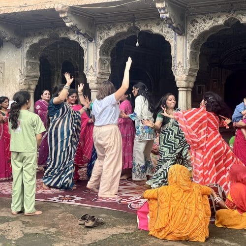 Local cultural experience during a heritage walk in Jaipur