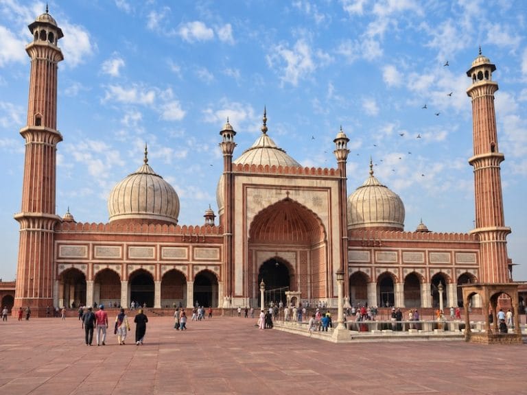 Delhi Monuments & Attractions Jama Masjid in Old Delhi, historic Mughal mosque with domes and minarets