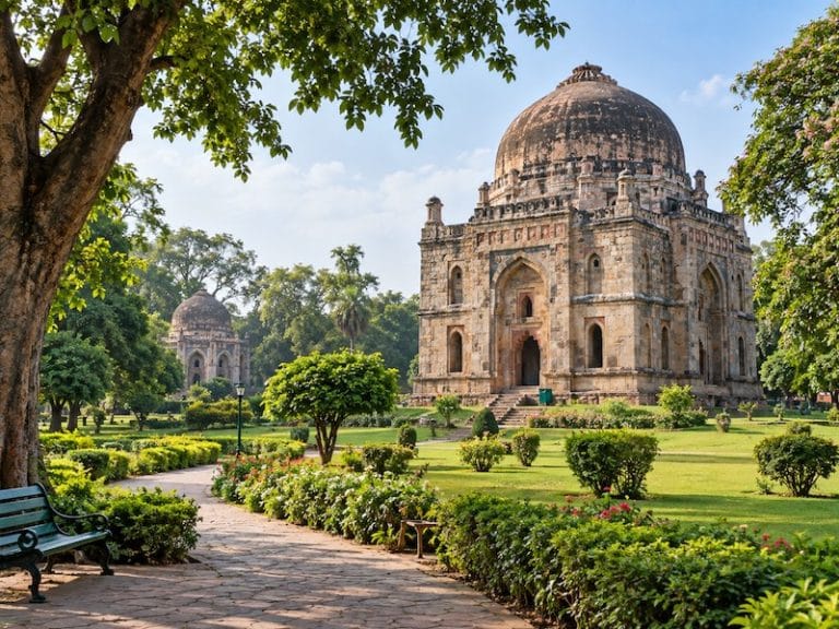 Delhi Monuments & Attractions Lodhi Garden in Delhi with historic tombs, green lawns and landscaped gardens