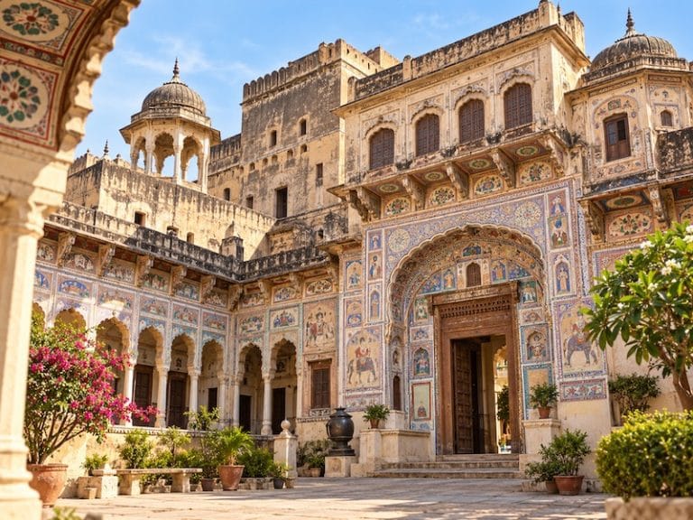 Mandawa Monuments & Attractions Mandawa Fort with traditional Shekhawati architecture and fresco details in Rajasthan
