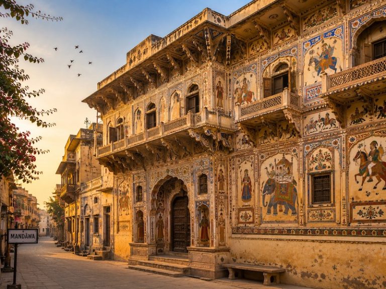 Traditional painted haveli in Mandawa Rajasthan