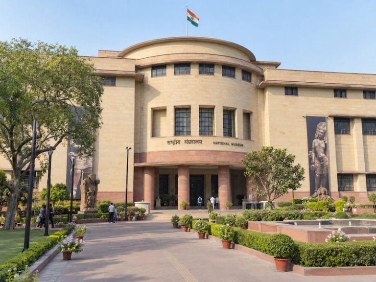 Delhi Monuments & Attractions National Museum in Delhi, India, showcasing the exterior of the historic museum building