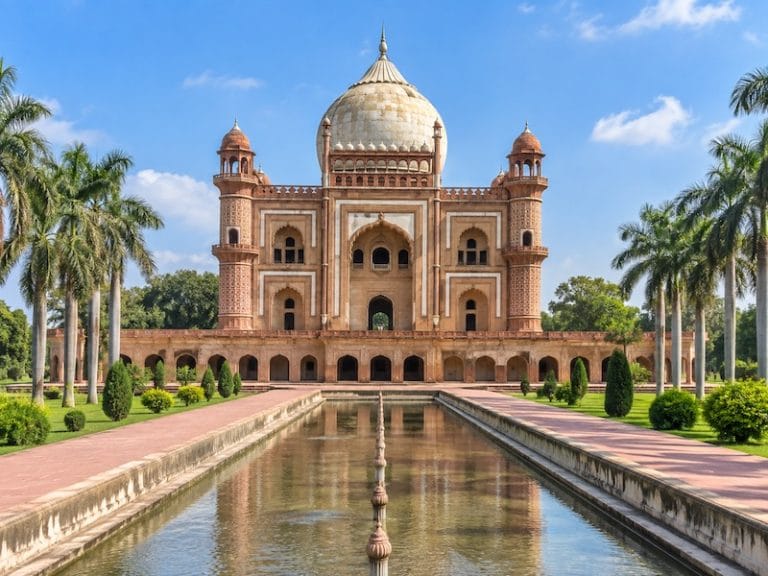 Delhi Monuments & Attractions Safdarjung’s Tomb in Delhi, Mughal-style mausoleum surrounded by landscaped gardens