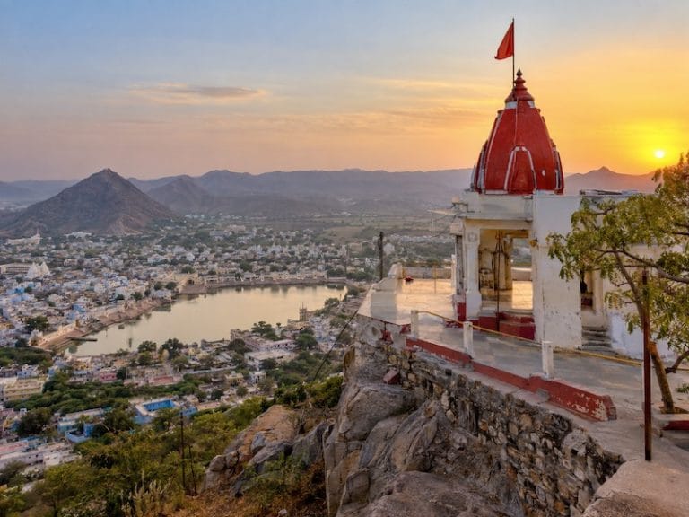 Pushkar Monuments & Attractions Savitri Mata Temple overlooking Pushkar Lake and the Aravalli Hills