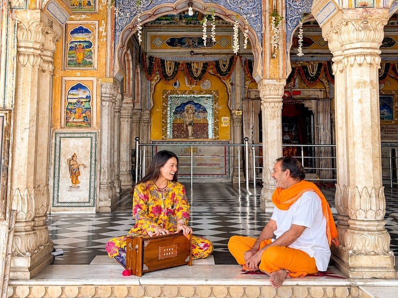 Traveller enjoying a traditional temple experience in Rajasthan