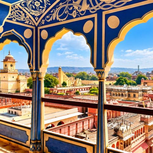 Heritage architecture and city view from City Palace Jaipur