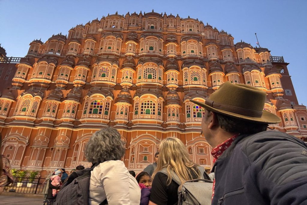 Travellers visiting Hawa Mahal during a Jaipur Old City tour